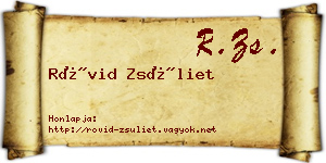 Rövid Zsüliet névjegykártya